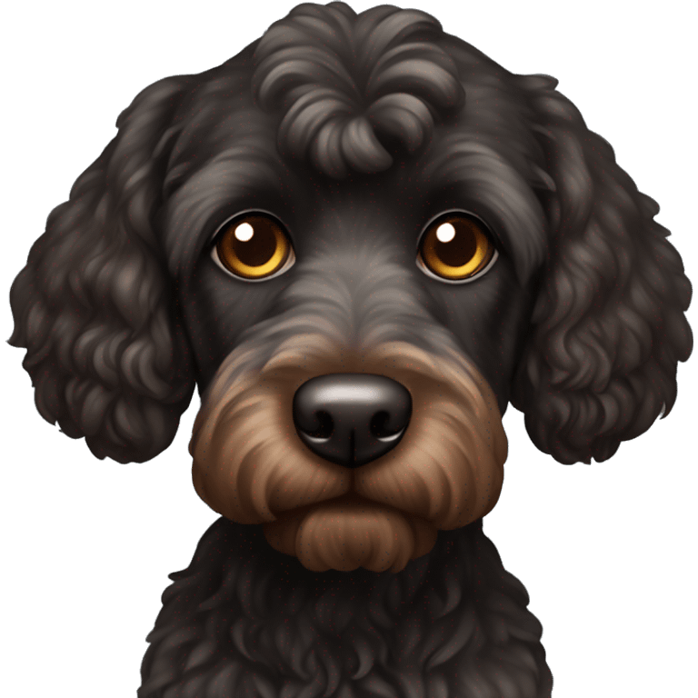 Black cockapoo dog with brown eyes emoji