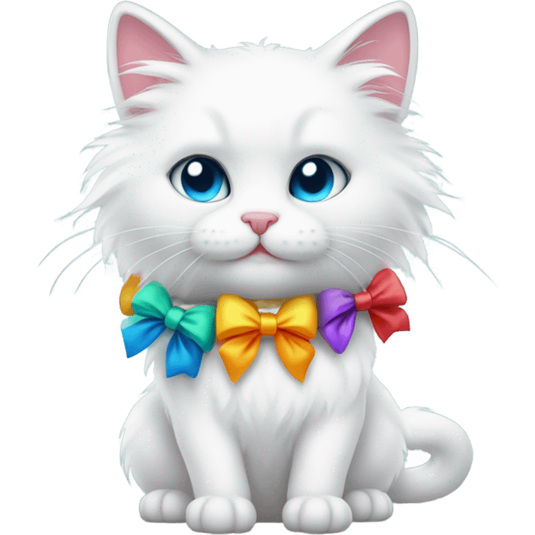 White Cat with bow  emoji