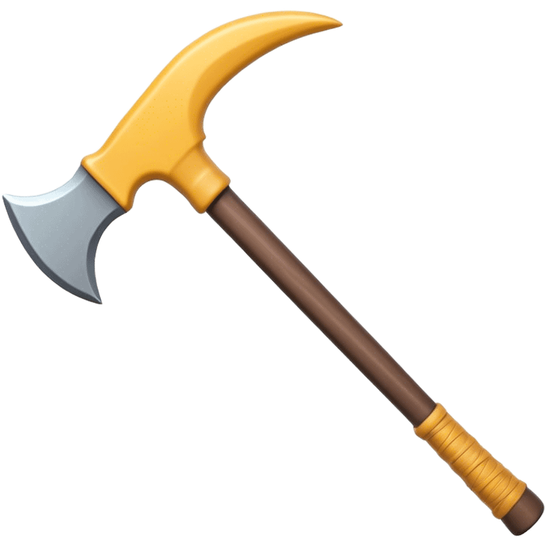 Clash of Clans aesthetic: Cinematic Playful Pixel 3D isometric Pickaxe Emoji, rendered in a 3D vector-style similar to standard emojis with minimal shading and bold, simplified shapes. A compact, distinct form with signature details, softly glowing with a pixelated adventure charm. Simplified yet unmistakably iconic, highly detailed and consistent, glowing with a soft radiance and high shine. Stylized with a touch of classic pixel-art charm and a soft glowing outline, capturing the essence of a beloved gaming relic with a friendly, playful manner! emoji