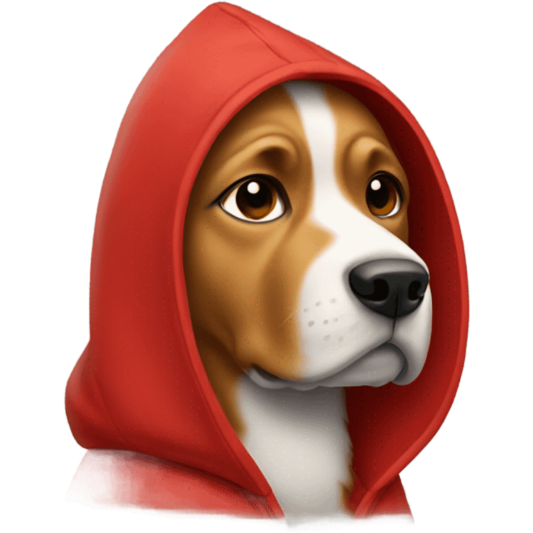 Dog wearing a red hoddie emoji