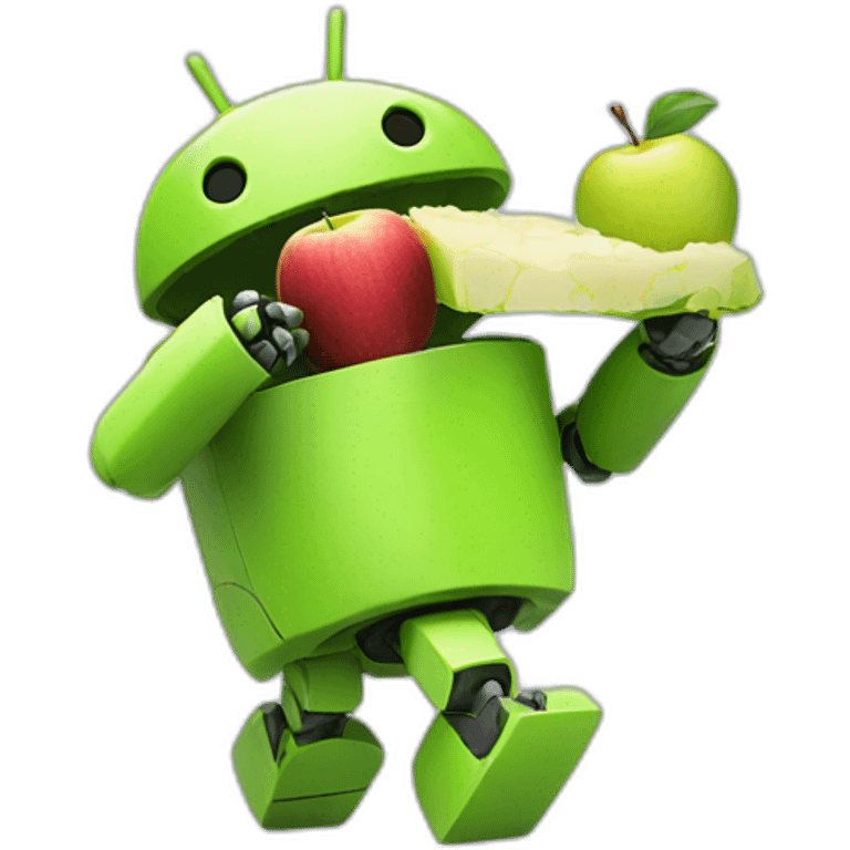 android robot eating apple emoji