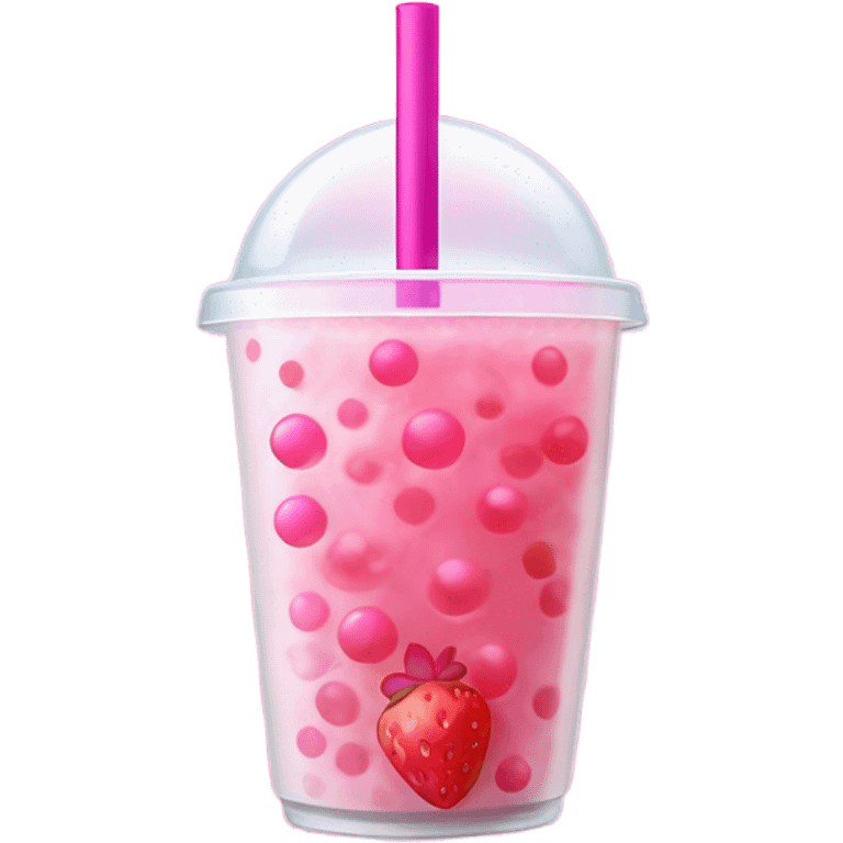 Strawberry flavoured bubble tea emoji