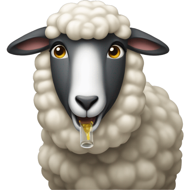 Sheep drinking a bottle emoji