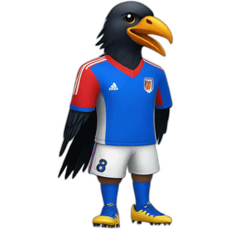 crow with a red and blue soccer shirt emoji