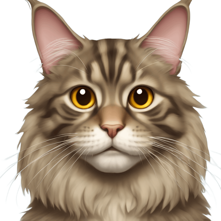 Maine Coon with a stupid face emoji