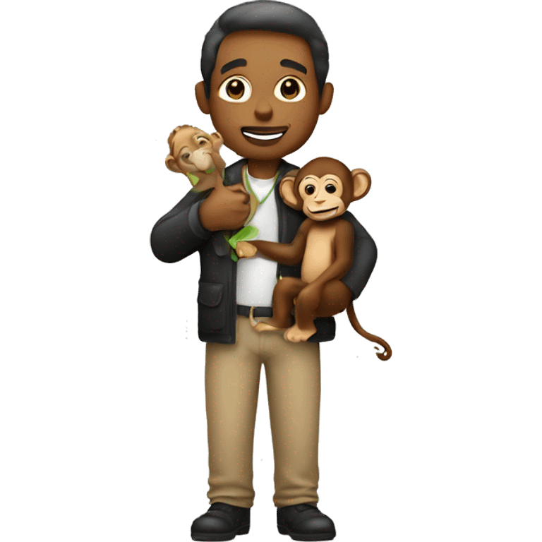 A man holding a monkey  emoji