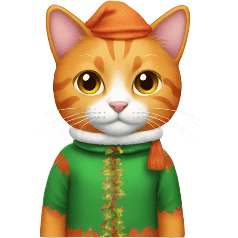 A Orange cat wear Christmas outfit  emoji