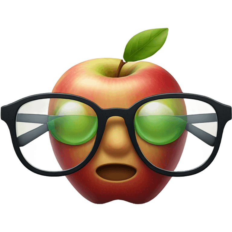 Apple wearing glasses emoji