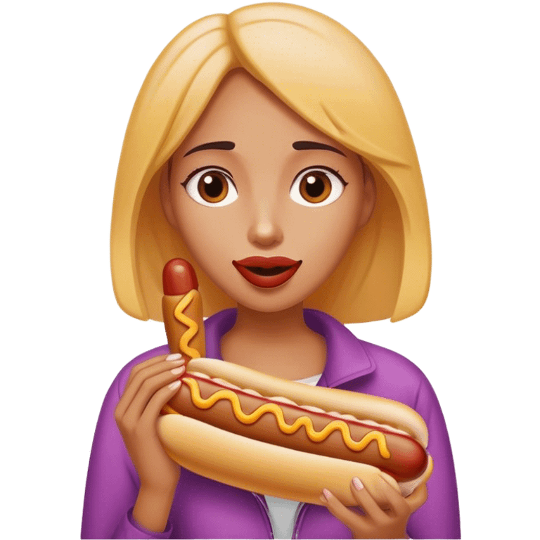 women eating hotdog no bun emoji