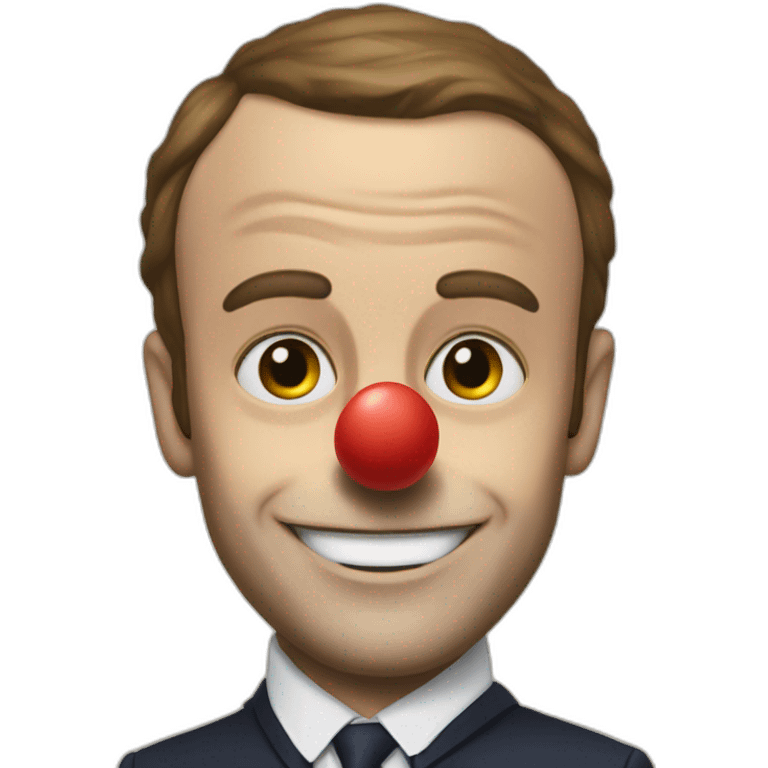 macron with a clown face emoji