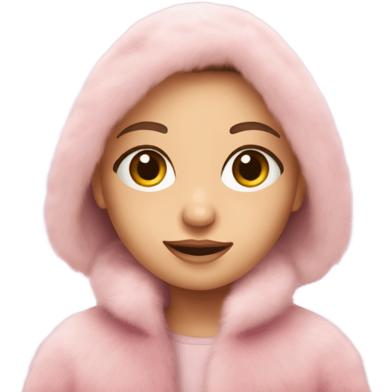 European girl in a pink fur coat emoji