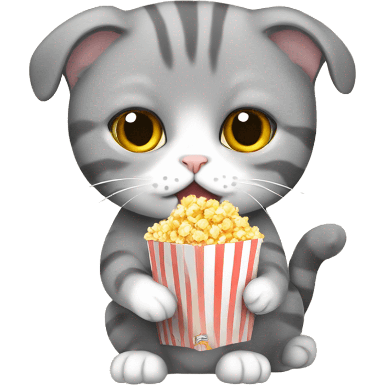 Scottish fold Cat eating popcorn emoji