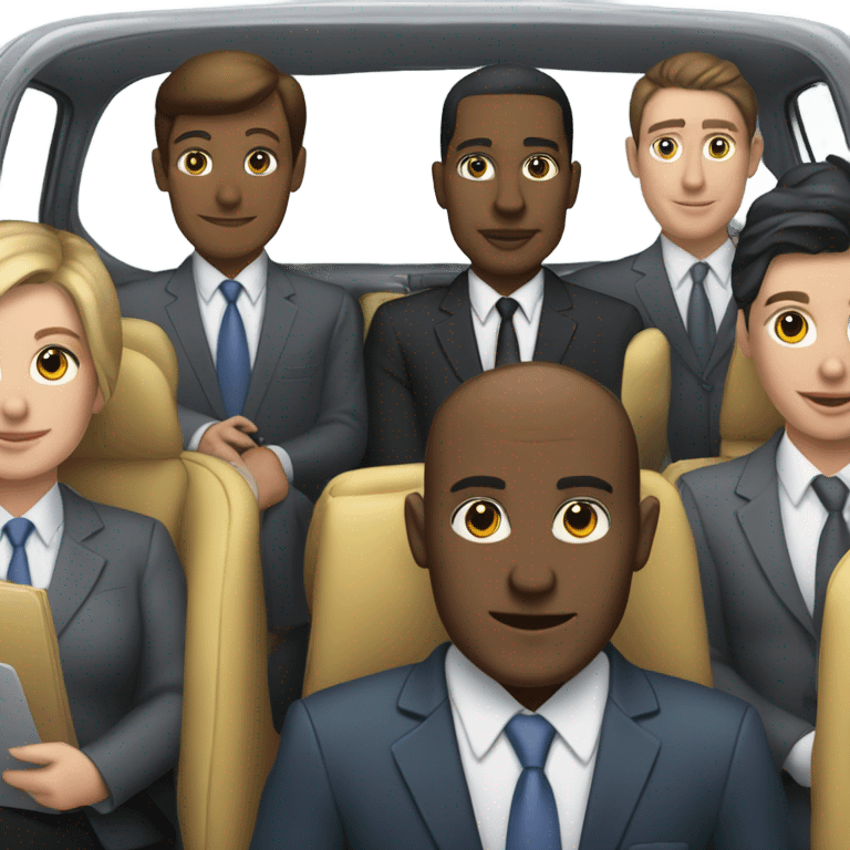 office workers in a taxi cab emoji