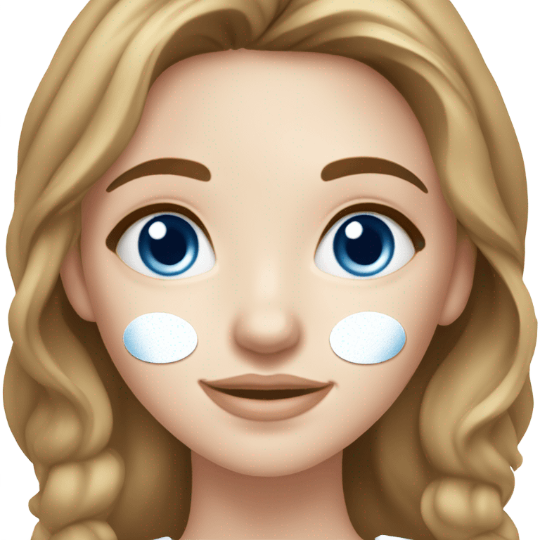 White Skin care on white freackles skin of a brunett blue eyed girl using skin care emoji