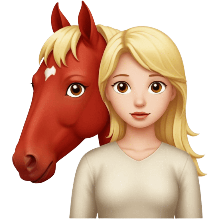 Blond Girl with a red horse emoji