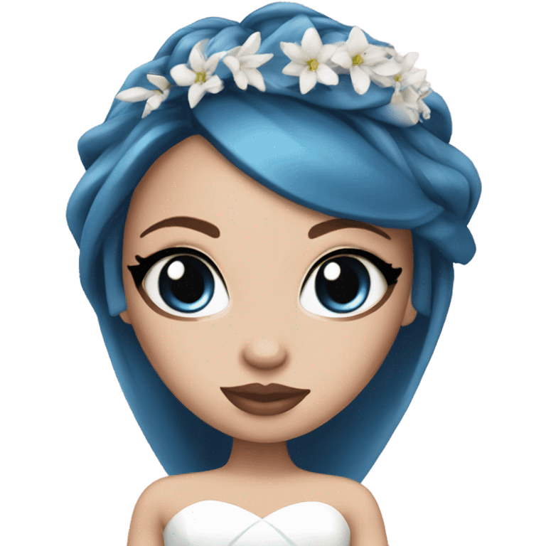 Bratz, bride, pink hair, white skin, blue almond cat eyes emoji