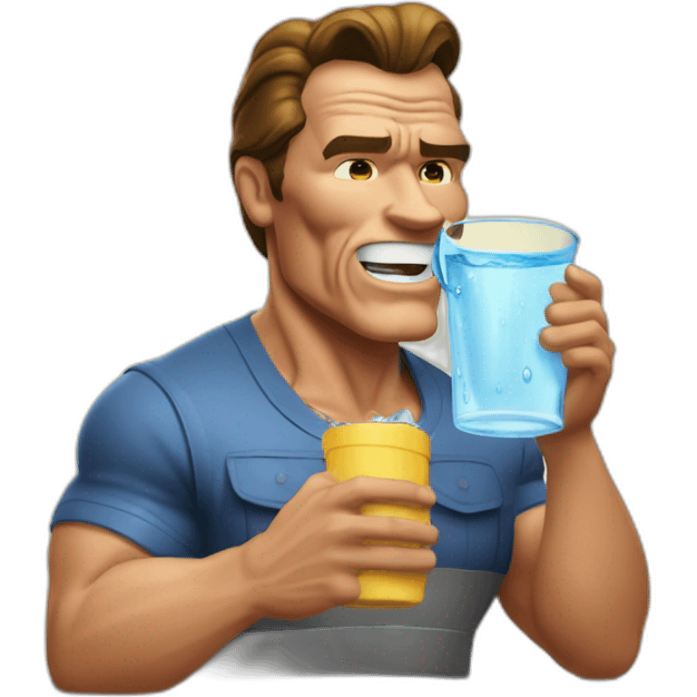 Arnold Schwarzenegger drinking water in a jug emoji