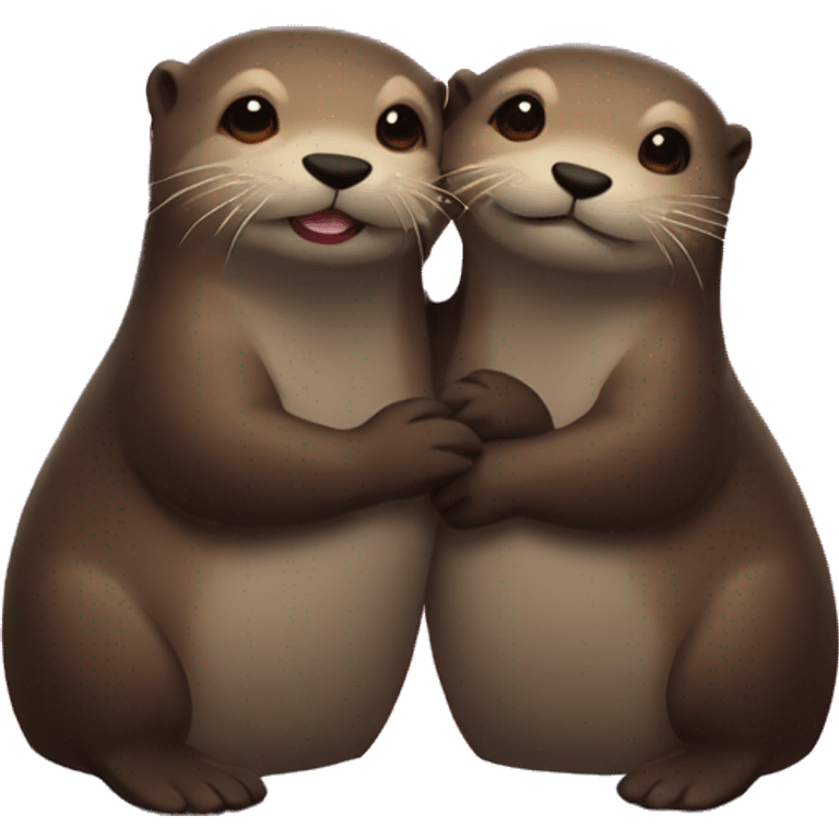 2 otters holding hands looking at the sunset emoji