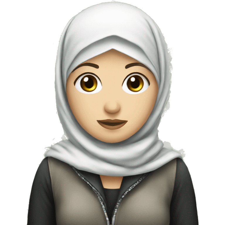 White girl with hijab and Palestinian keffiyeh emoji