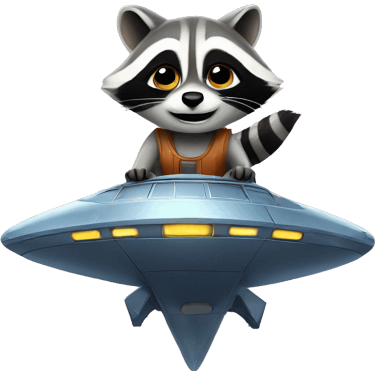 Raccoon riding a spaceship  emoji