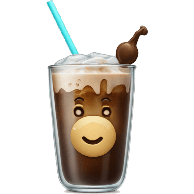 Iced coffee in a libbey glass cup emoji