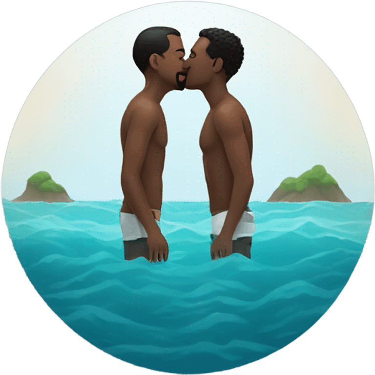 guy kissing guy in the ocean emoji