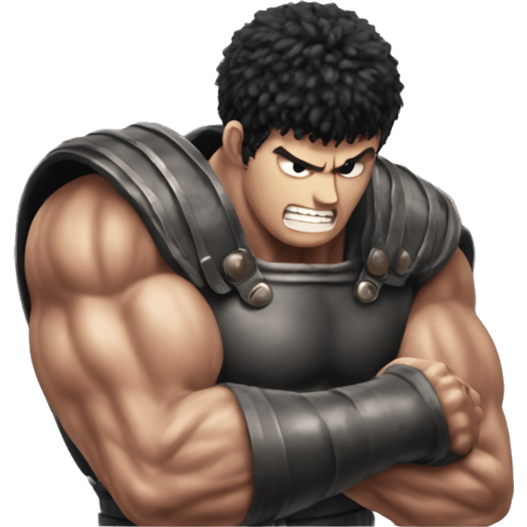 Guts from Berserk shows his biceps emoji