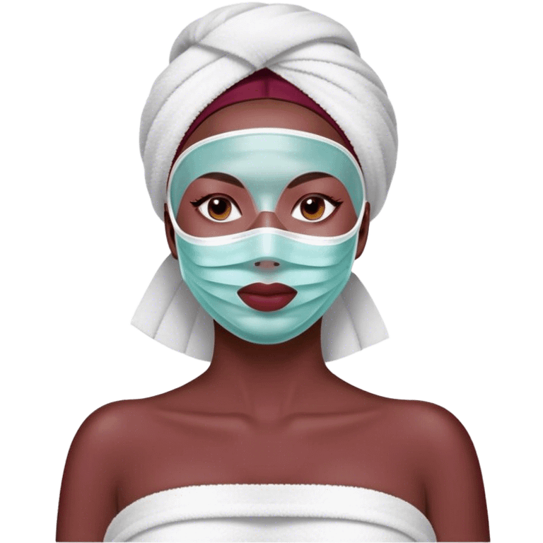 Lady with face mask spa beauty full face relaxing Burgundy emoji