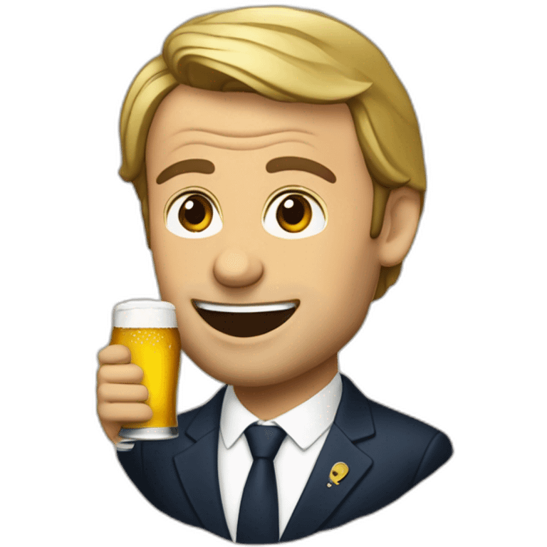 Macron qui bois une bière emoji