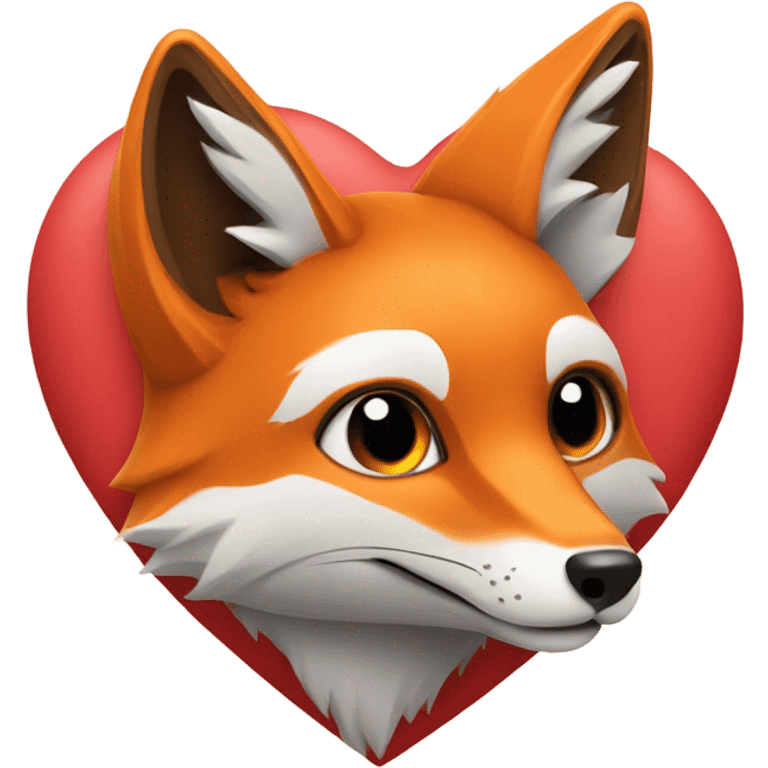 Heart with fox inside emoji