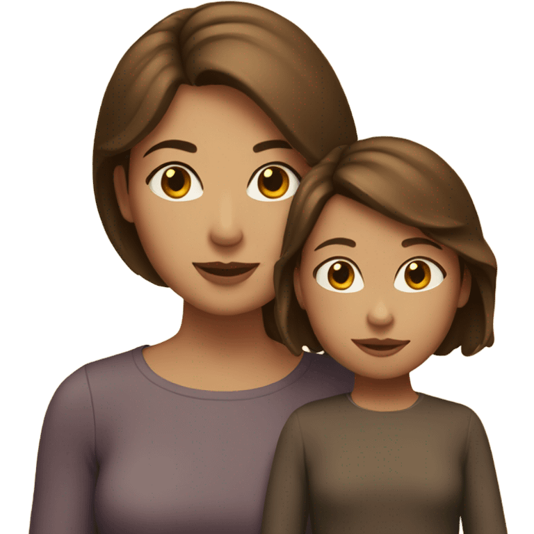 Mom with short brown beautiful hair and daughter with long brown hair  emoji