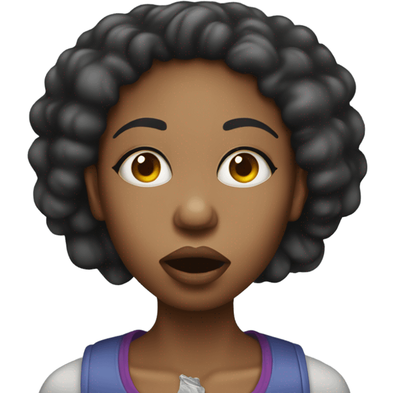 a light skin black woman blowing a gum emoji