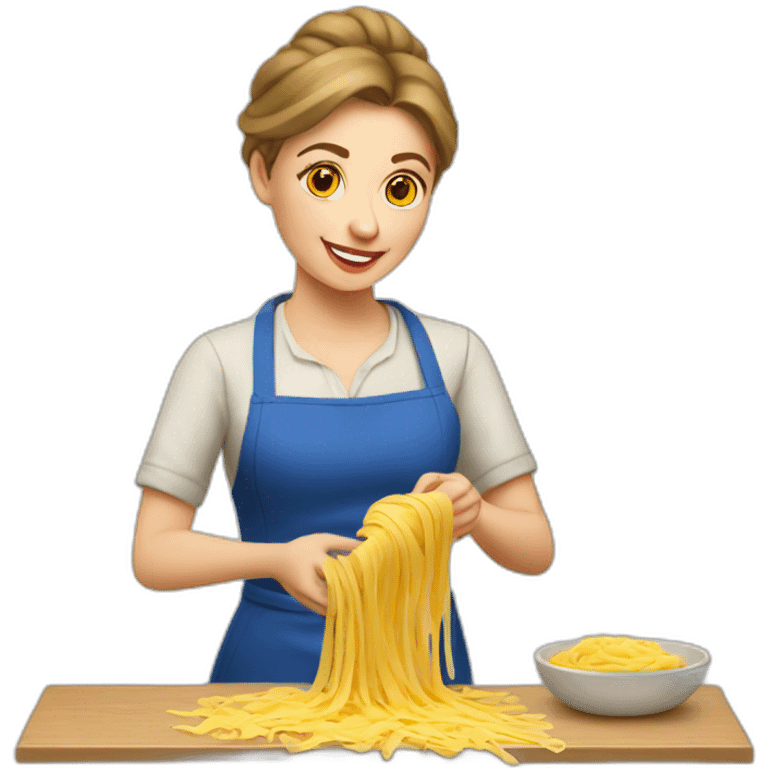 ukrainian woman making pasta with cheese emoji