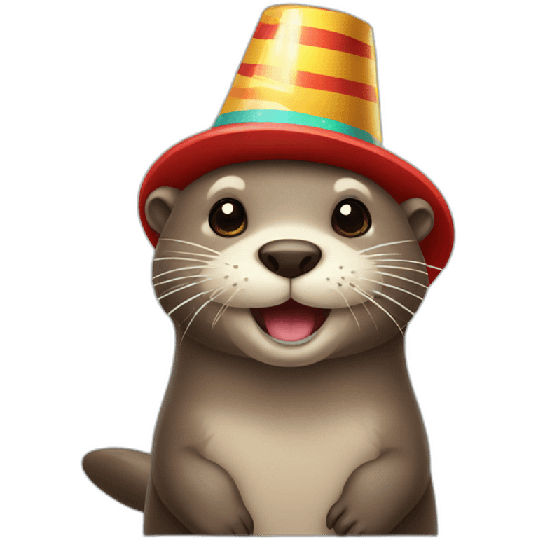 Otter with party hat emoji