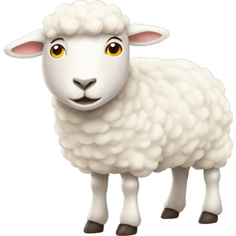 White sheep with horns and lamb emoji