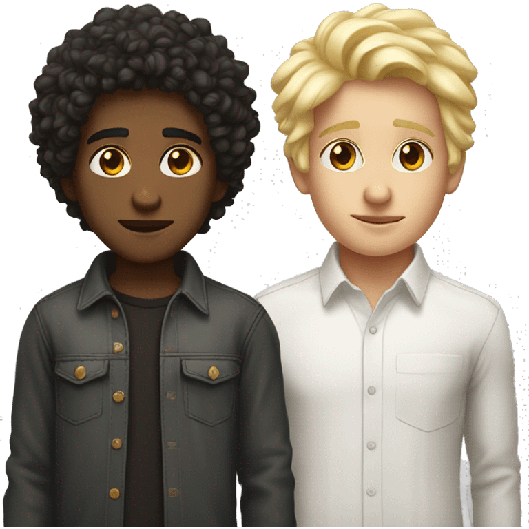 Two boys side by side one with dark curly hair and super sexy the other blonde taller and fat emoji