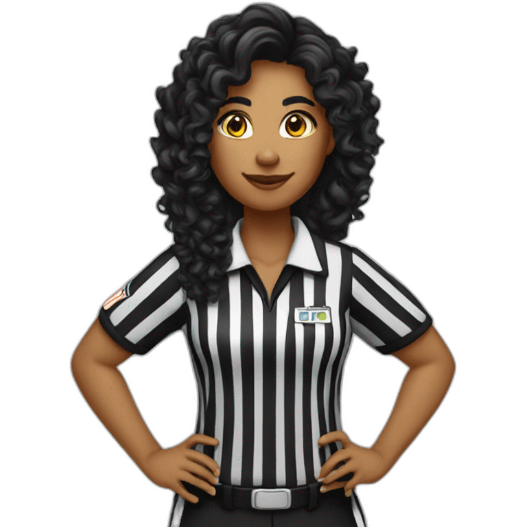 female basketball referee with black long curly hair emoji