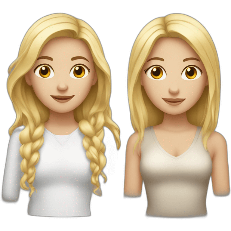 two white girls, blond and brunette  emoji