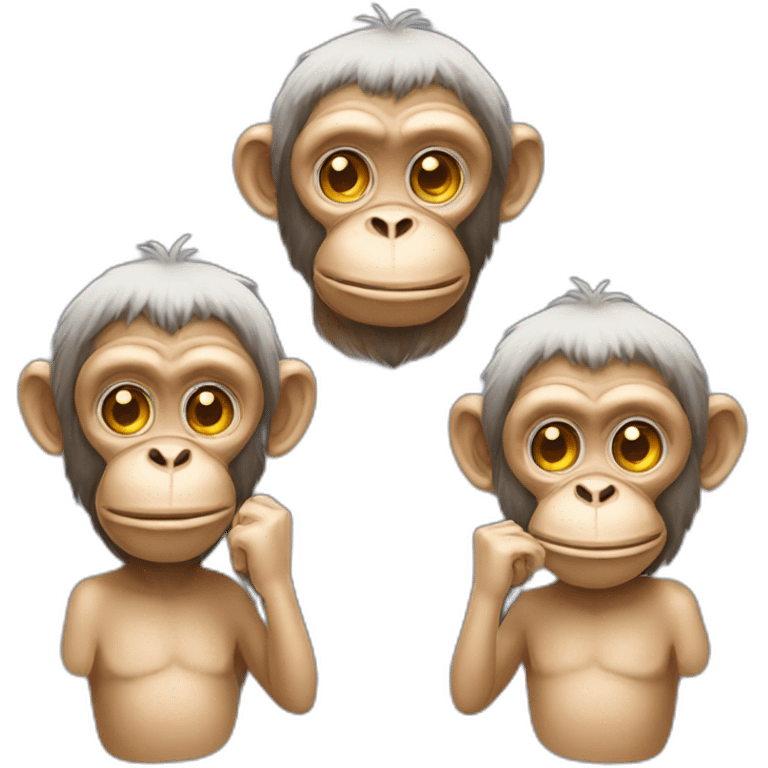 three wise monkeys with new technologies emoji