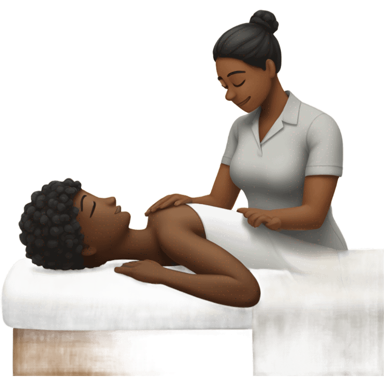 Black man massaging black woman emoji