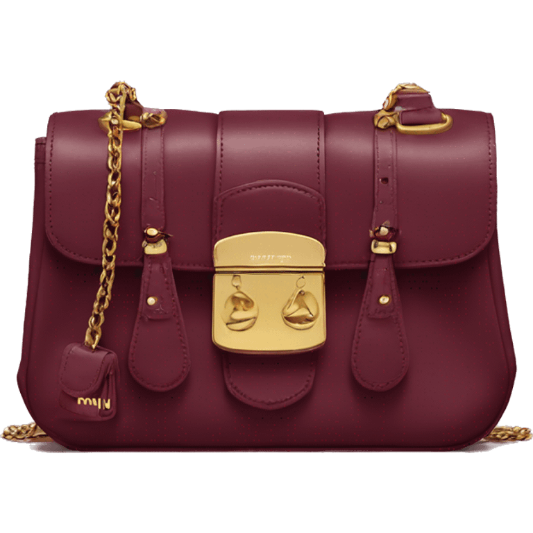 aesthetic burgundy miu miu bag   emoji