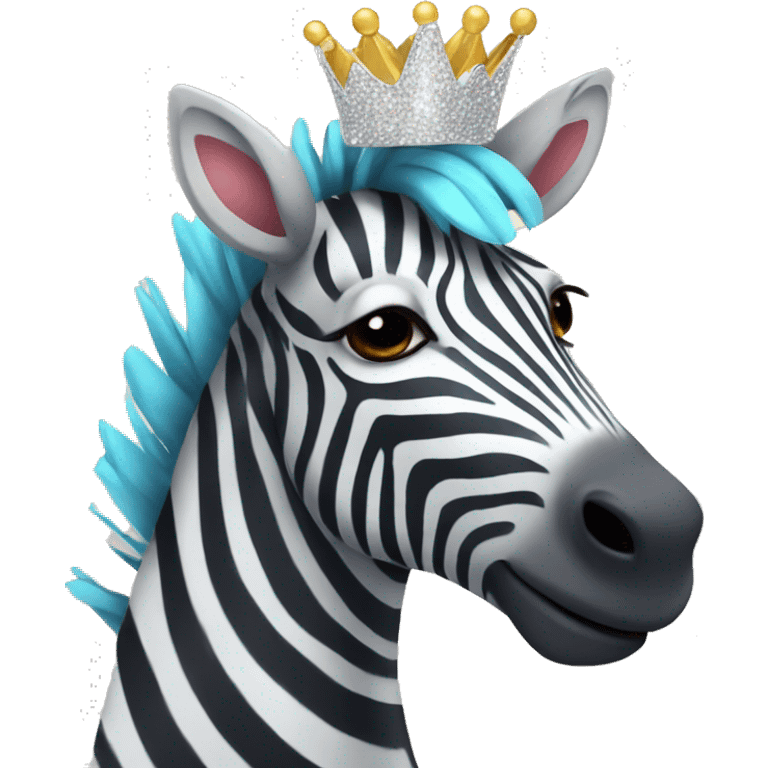 Zebra wearing a crown with sparkles around it emoji