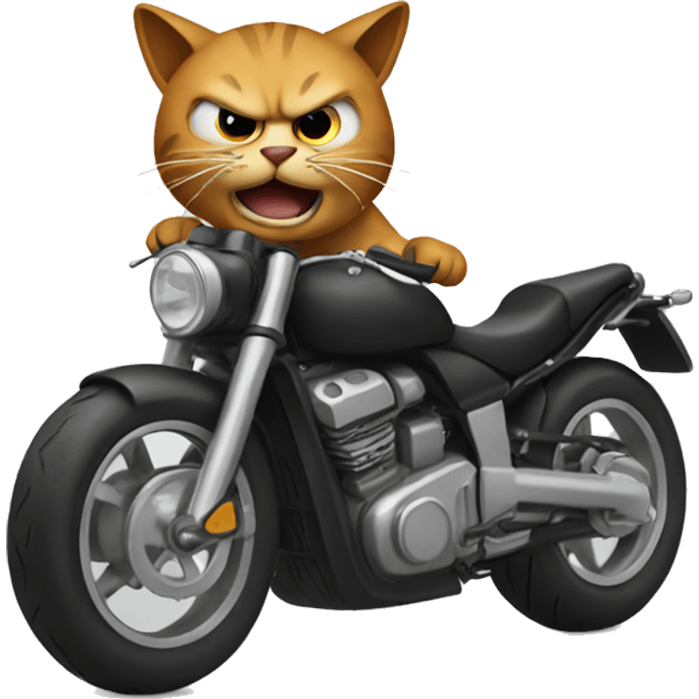 A angry cat making a motorcycle emoji