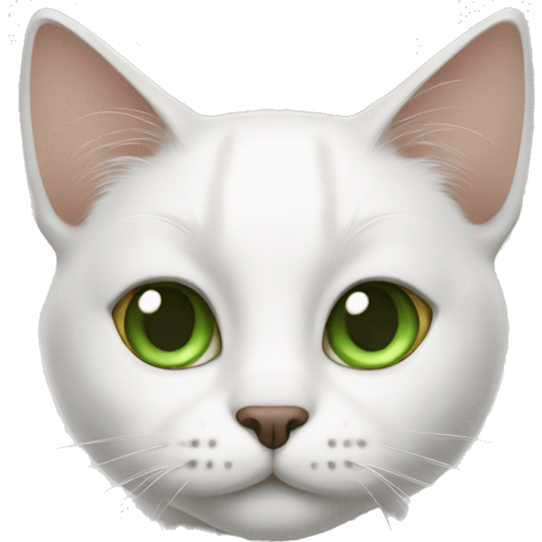 White cat with brown ears and green eyes emoji