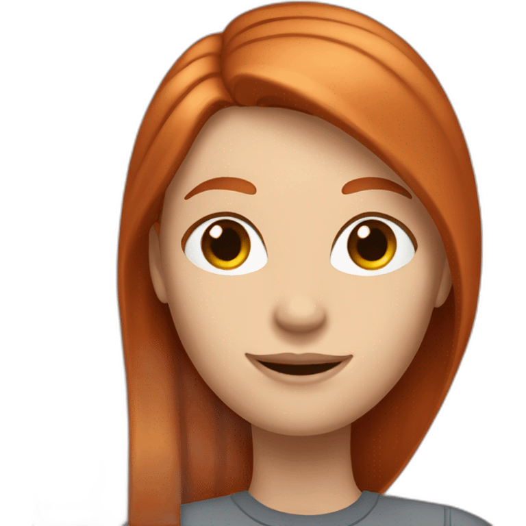 redhead white woman with medium long straight hair, saying evetything is ok emoji