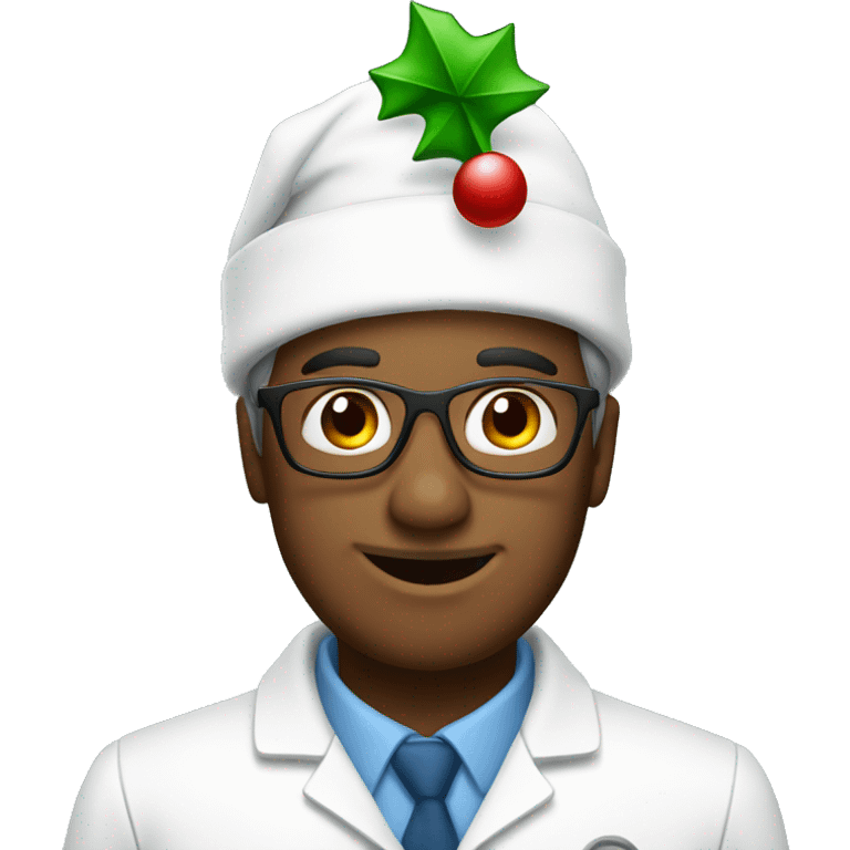 Pharmacist dressed up in Christmas hat emoji