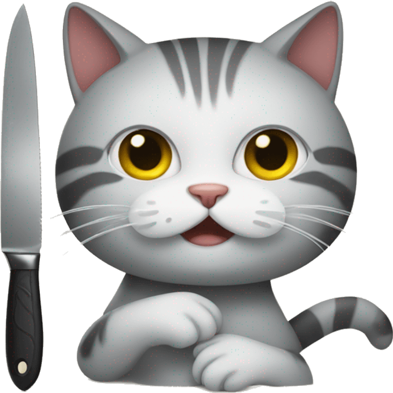 Cat using a knife emoji