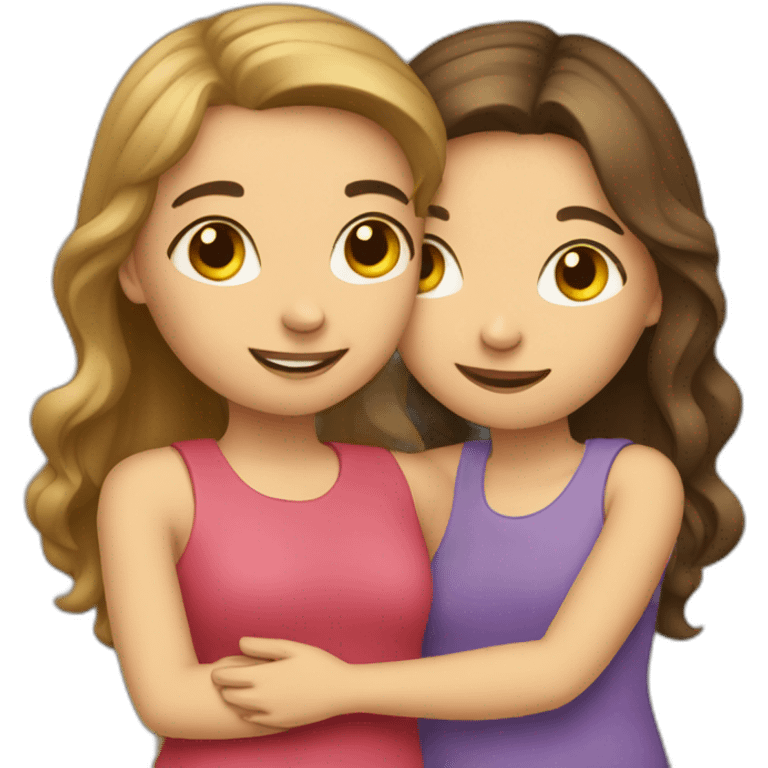 two girls hugging emoji