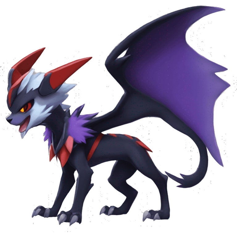 Cool Anthro Dark Absol-Noivern-Quilava-Litten-Pokémon with edgy stripes hoodie spiked collar punk Full Body emoji