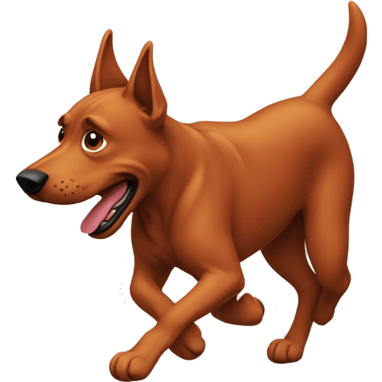 solid red dog with pointed ears running emoji